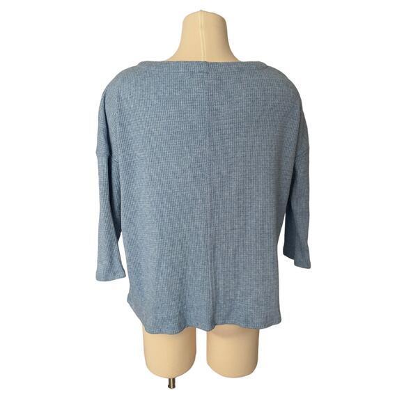 J Jill Wearever Waffle Knit Dolman Sleeve Top Medium Blue - Picture 3 of 9